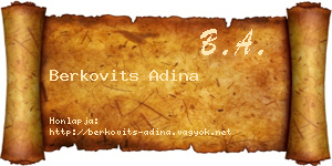Berkovits Adina névjegykártya